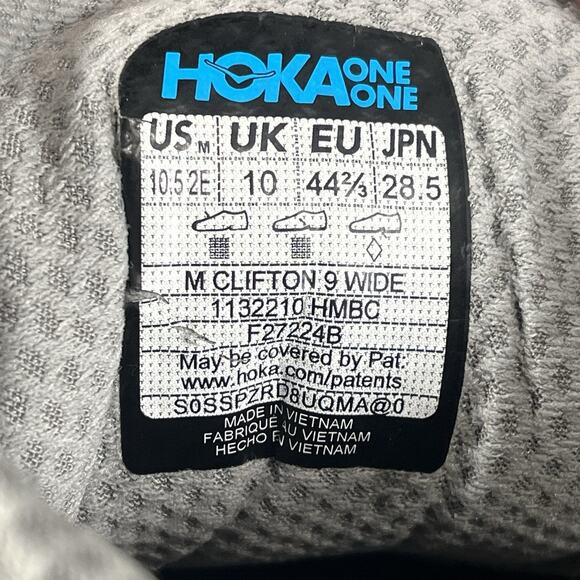 Hoka One One Clifton 9 Men’s Size 10.5 Wide Gray Running Shoes 1132210 HMBC - Picture 7 of 7